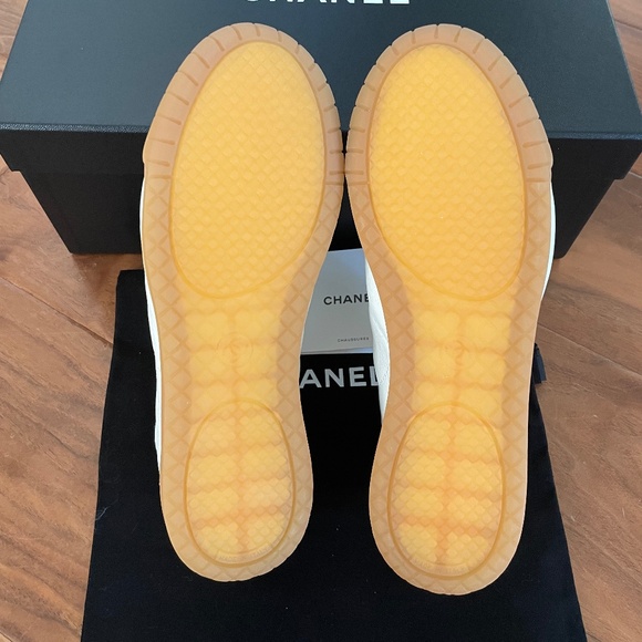 Brand New, New Season Chanel Calfskin & Suede White Sneakers 37. - Picture 9 of 10